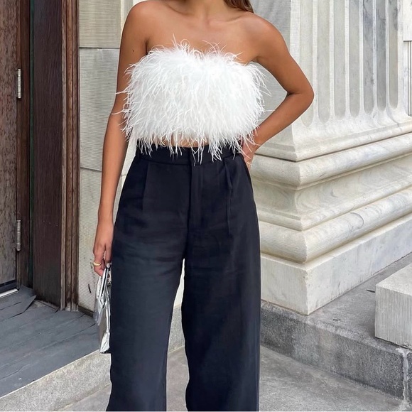 12th Tribe Pants - 12th Tribe Chanel Faux Ostrich Feather Top